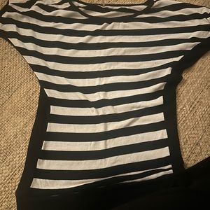 Poof brand black and white stripped sweater Size L